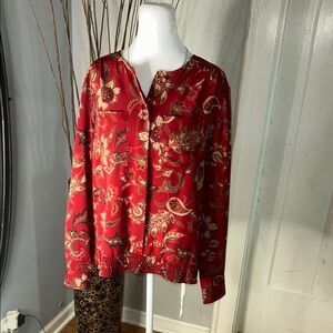 Alfred Dunner Red Floral Blouse